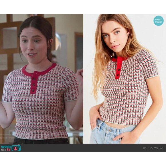 ASO Alone Together - Urban Outfitters Harbor Henley Tulip Knit Sweater Tee - Picture 1 of 9